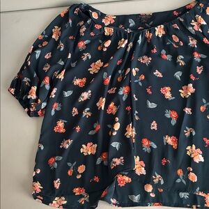 Ann Taylor Navy Floral Blouse